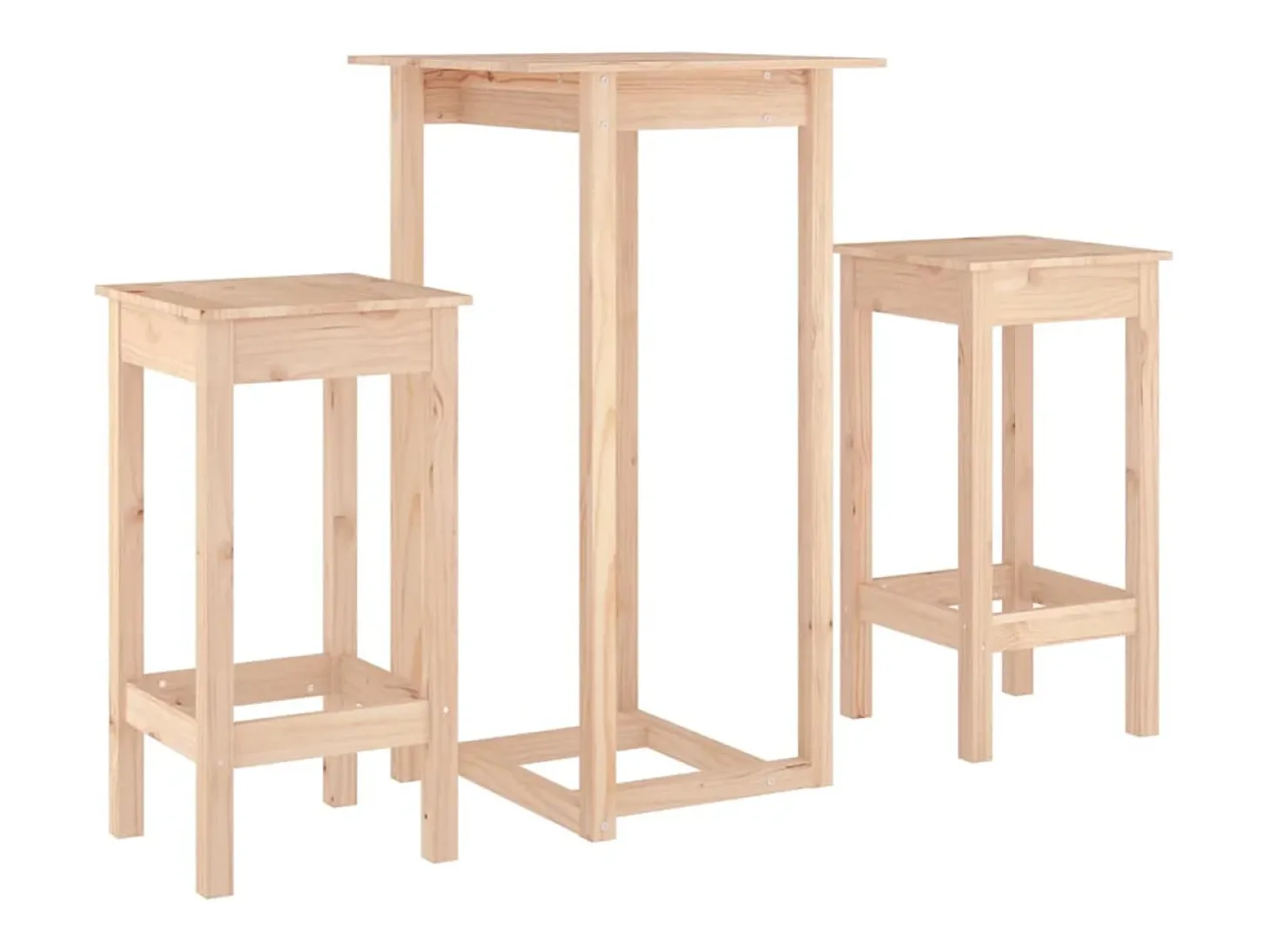 3 pcs conjunto de bar pinho maciço