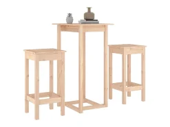3 pcs conjunto de bar pinho maciço