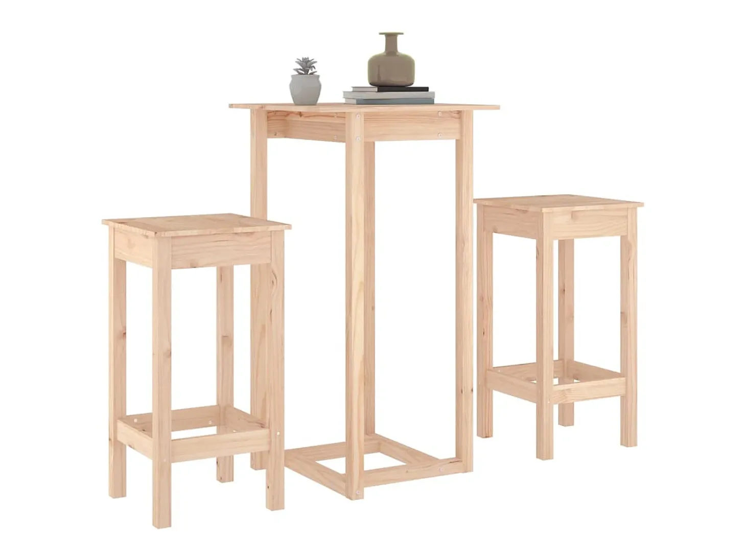 3 pcs conjunto de bar pinho maciço