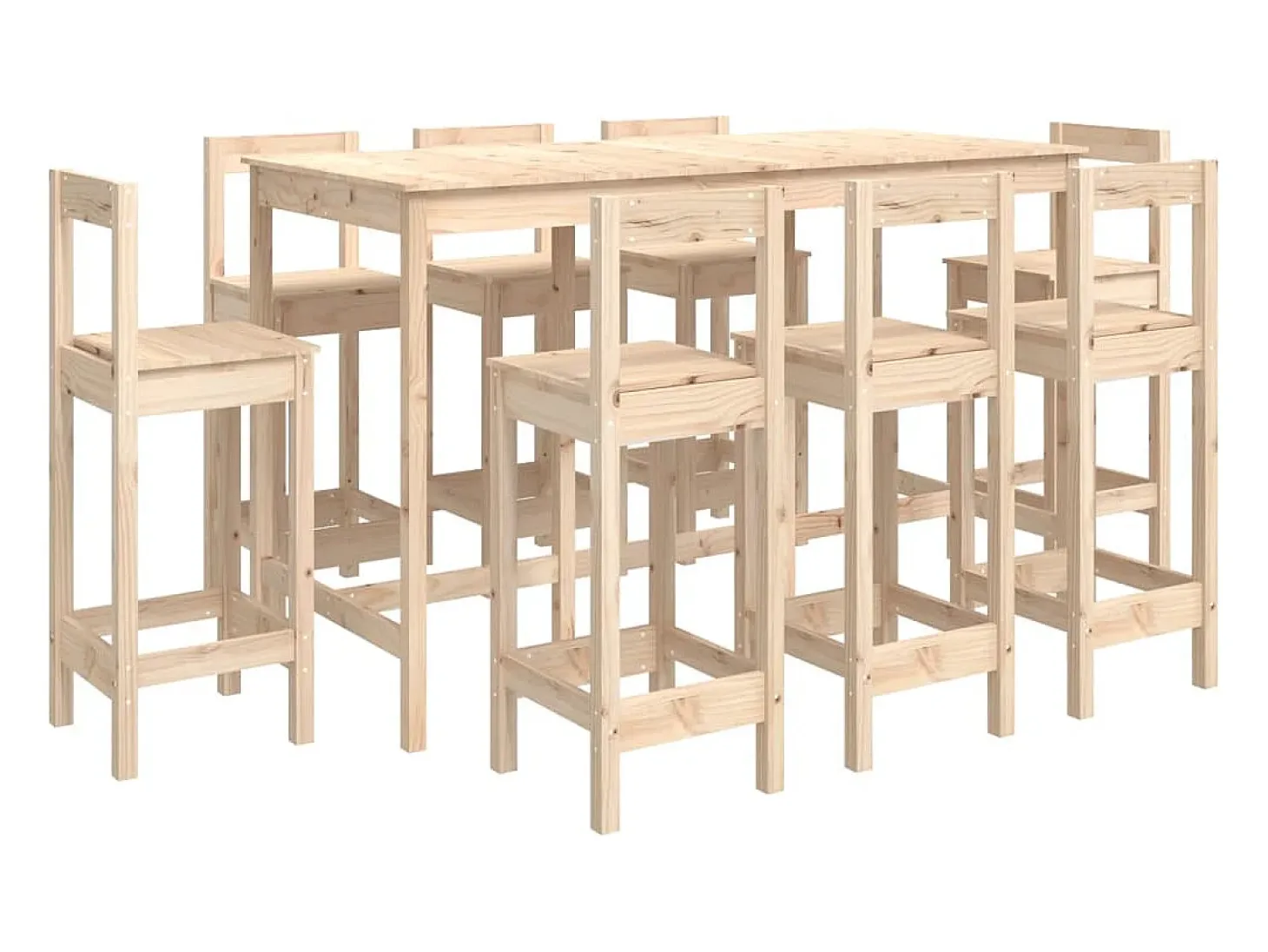 9 pcs conjunto de bar pinho maciço