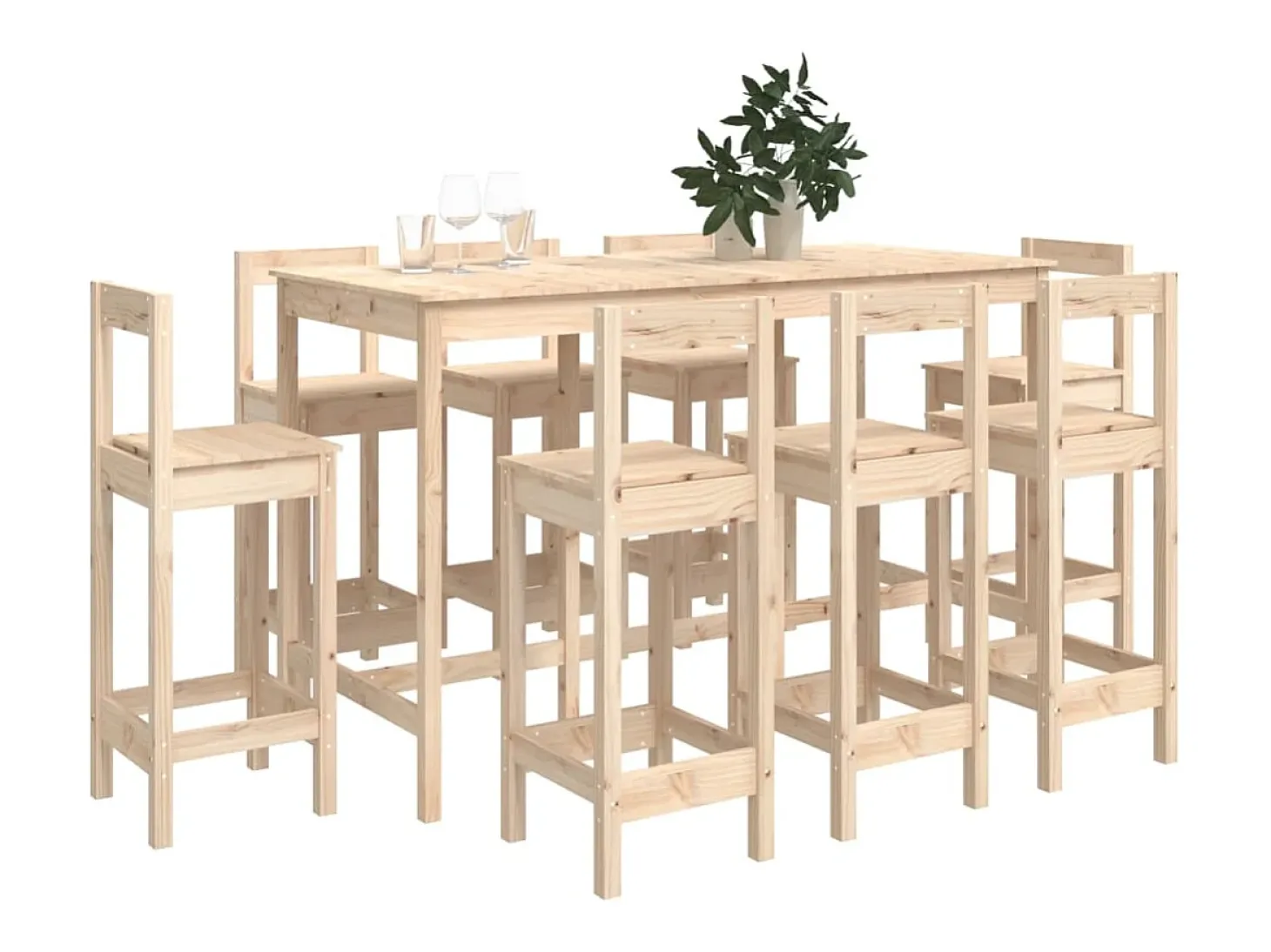9 pcs conjunto de bar pinho maciço