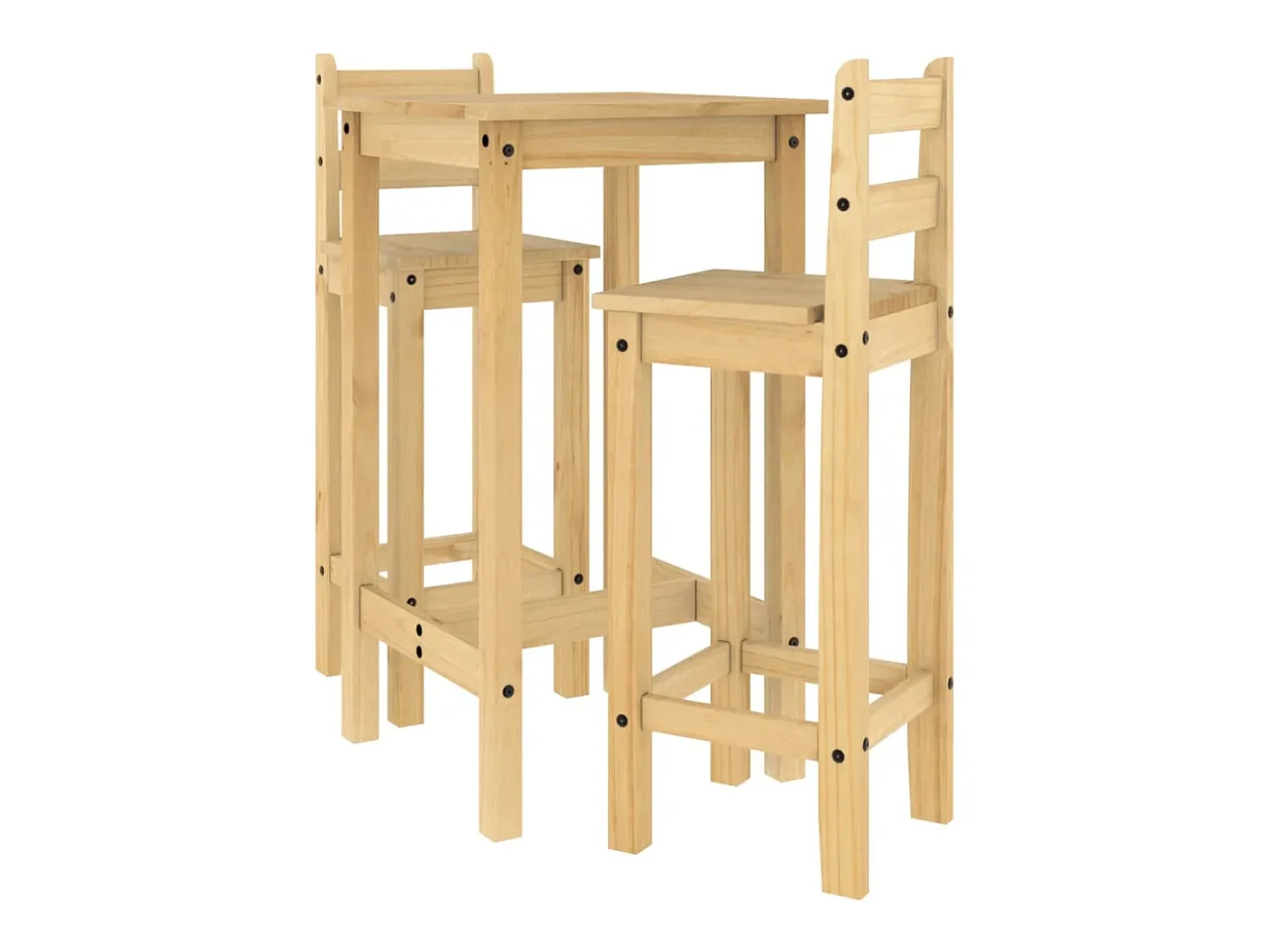 3 pcs conjunto de bar pinho maciço