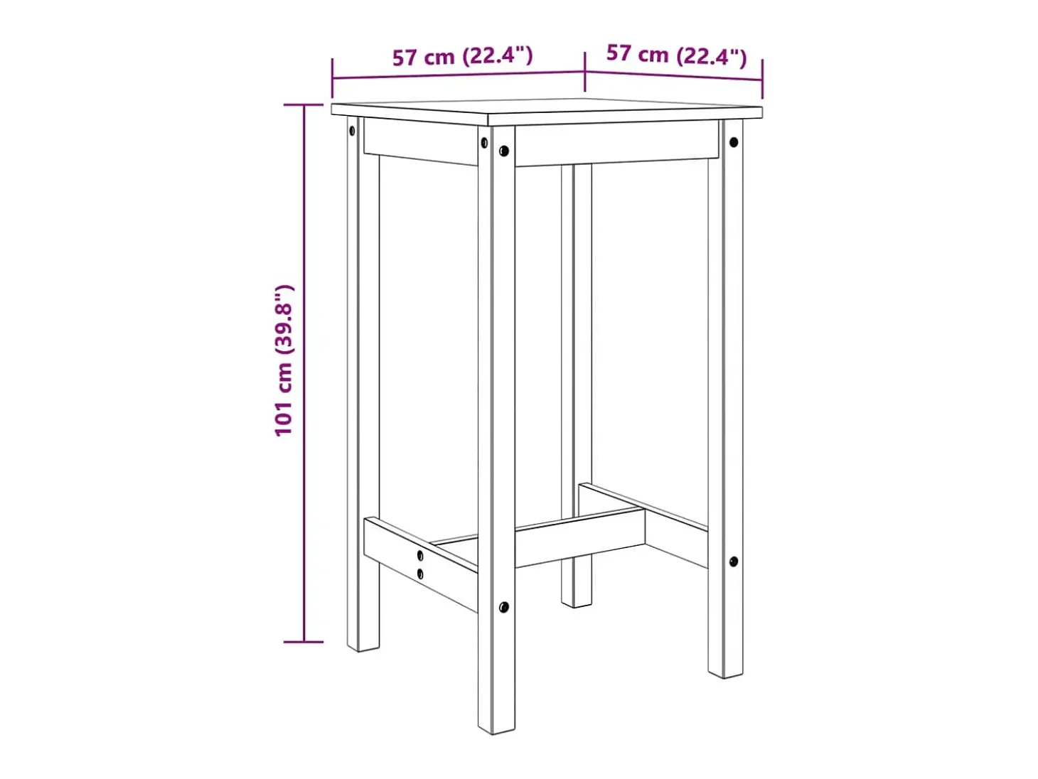 3 pcs conjunto de bar pinho maciço
