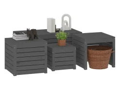 4 pcs conjunto de caixas de jardim pinho maciço cinzento