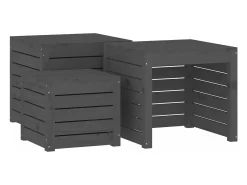 4 pcs conjunto de caixas de jardim pinho maciço cinzento
