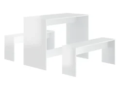 3 pcs conjunto de jantar derivados de madeira branco brilhante