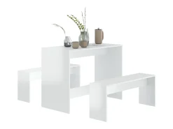 3 pcs conjunto de jantar derivados de madeira branco brilhante
