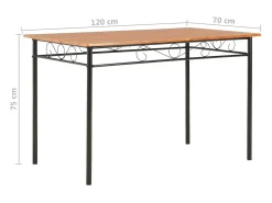 7 pcs conjunto de jantar em MDF e aço castanho