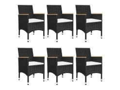 7 pcs conjunto de jantar para jardim preto