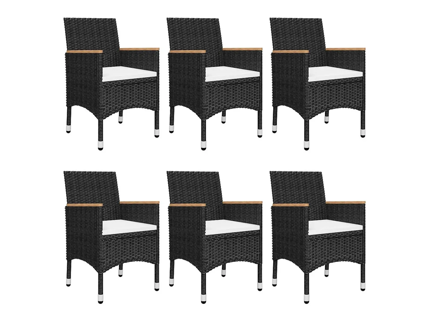 7 pcs conjunto de jantar para jardim preto