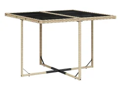 5 pcs conjunto de jantar p/ jardim com almofadões vime PE bege