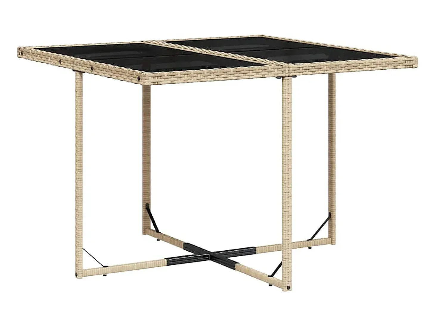 5 pcs conjunto de jantar p/ jardim com almofadões vime PE bege
