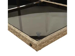 5 pcs conjunto de jantar p/ jardim com almofadões vime PE bege