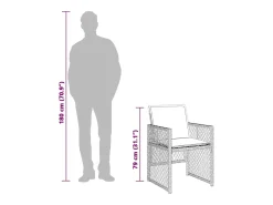 5 pcs conjunto de jantar p/ jardim com almofadões vime PE bege