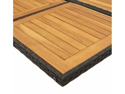9 pcs conjunto de jantar p/ jardim c/ almofadões vime PE preto