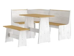3 pcs conjunto de jantar REINE pinho maciço castanho mel/branco