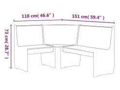 3 pcs conjunto de jantar REINE pinho maciço castanho mel/branco