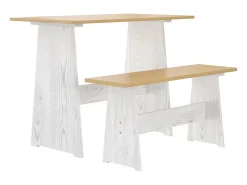 3 pcs conjunto de jantar REINE pinho maciço castanho mel/branco