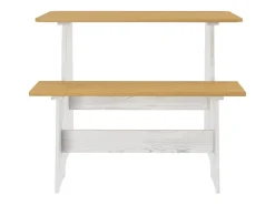3 pcs conjunto de jantar REINE pinho maciço castanho mel/branco