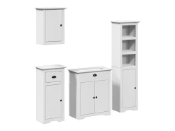 4 pcs conjunto de móveis para WC BODO pinho maciço branco