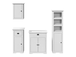 4 pcs conjunto de móveis para WC BODO pinho maciço branco