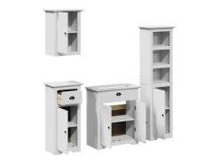 4 pcs conjunto de móveis para WC BODO pinho maciço branco