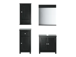 4 pcs conjunto de móveis para WC BERG pinho maciço preto