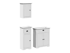 3 pcs conjunto de móveis para WC BODO pinho maciço branco