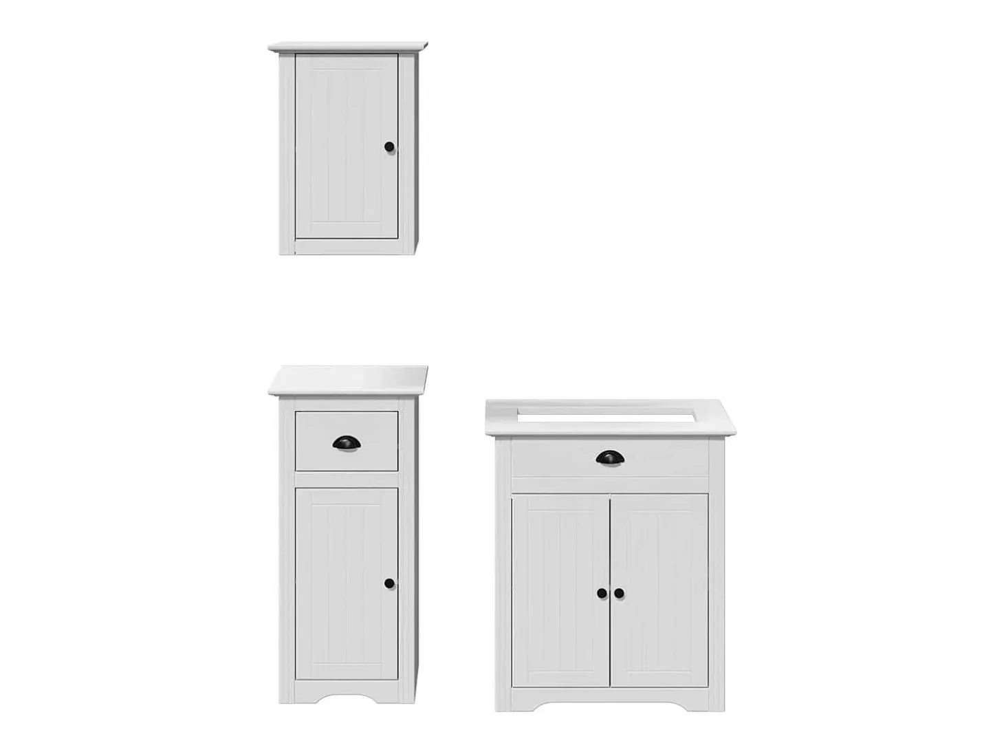 3 pcs conjunto de móveis para WC BODO pinho maciço branco