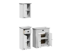 3 pcs conjunto de móveis para WC BODO pinho maciço branco
