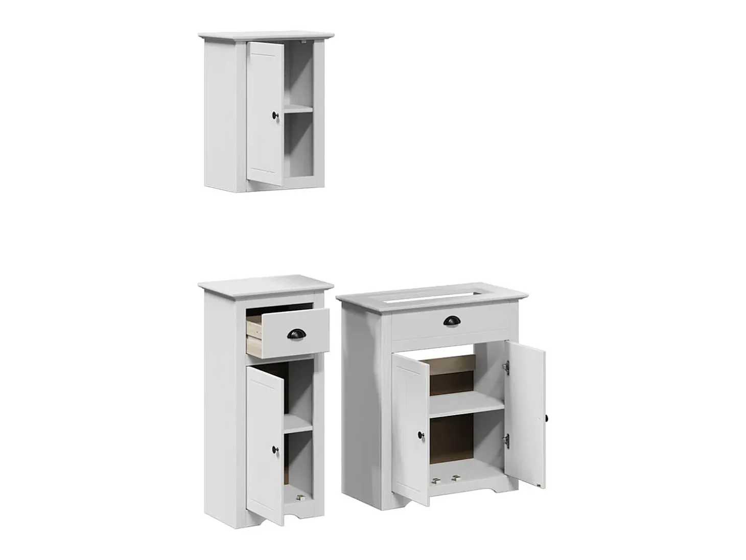 3 pcs conjunto de móveis para WC BODO pinho maciço branco