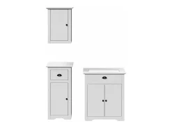 3 pcs conjunto de móveis para WC BODO pinho maciço branco