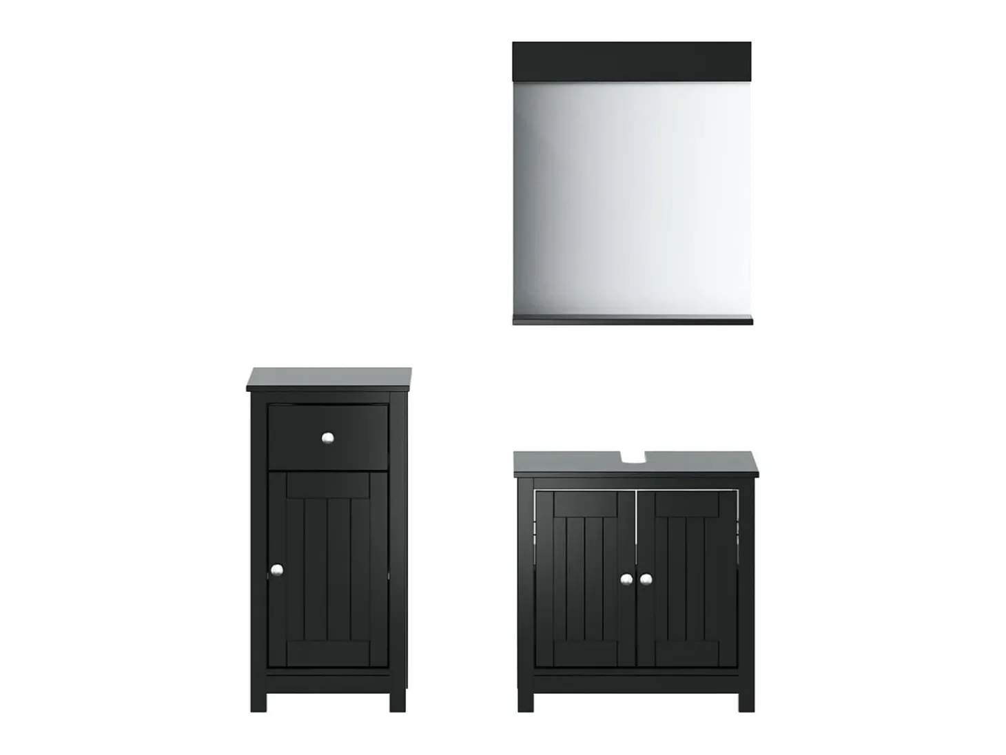 3 pcs conjunto de móveis para WC BERG pinho maciço preto