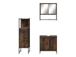 3 pcs conjunto de móveis WC madeira processada carvalho fumado