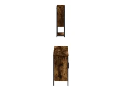 3 pcs conjunto de móveis WC madeira processada carvalho fumado