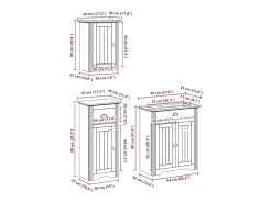 3 pcs conjunto de móveis WC BODO pinho maciço branco castanho