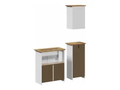 3 pcs conjunto de móveis WC BODO pinho maciço branco castanho