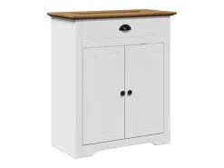 3 pcs conjunto de móveis WC BODO pinho maciço branco castanho