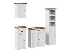 4 pcs conjunto de móveis WC BODO pinho maciço branco castanho