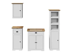 4 pcs conjunto de móveis WC BODO pinho maciço branco castanho
