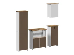 4 pcs conjunto de móveis WC BODO pinho maciço branco castanho