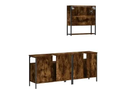 3 pcs conjunto de móveis WC madeira processada carvalho fumado