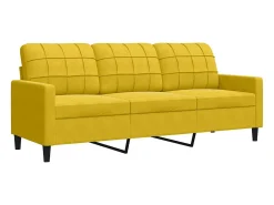 3 pcs conjunto de sofás com almofadões veludo amarelo