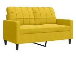3 pcs conjunto de sofás com almofadões veludo amarelo