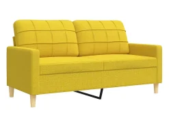 2 pcs conjunto de sofás com almofadas tecido amarelo-claro