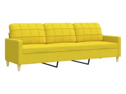 2 pcs conjunto de sofás com almofadas tecido amarelo-claro