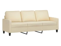 3 pcs conjunto de sofás com almofadões tecido cor creme
