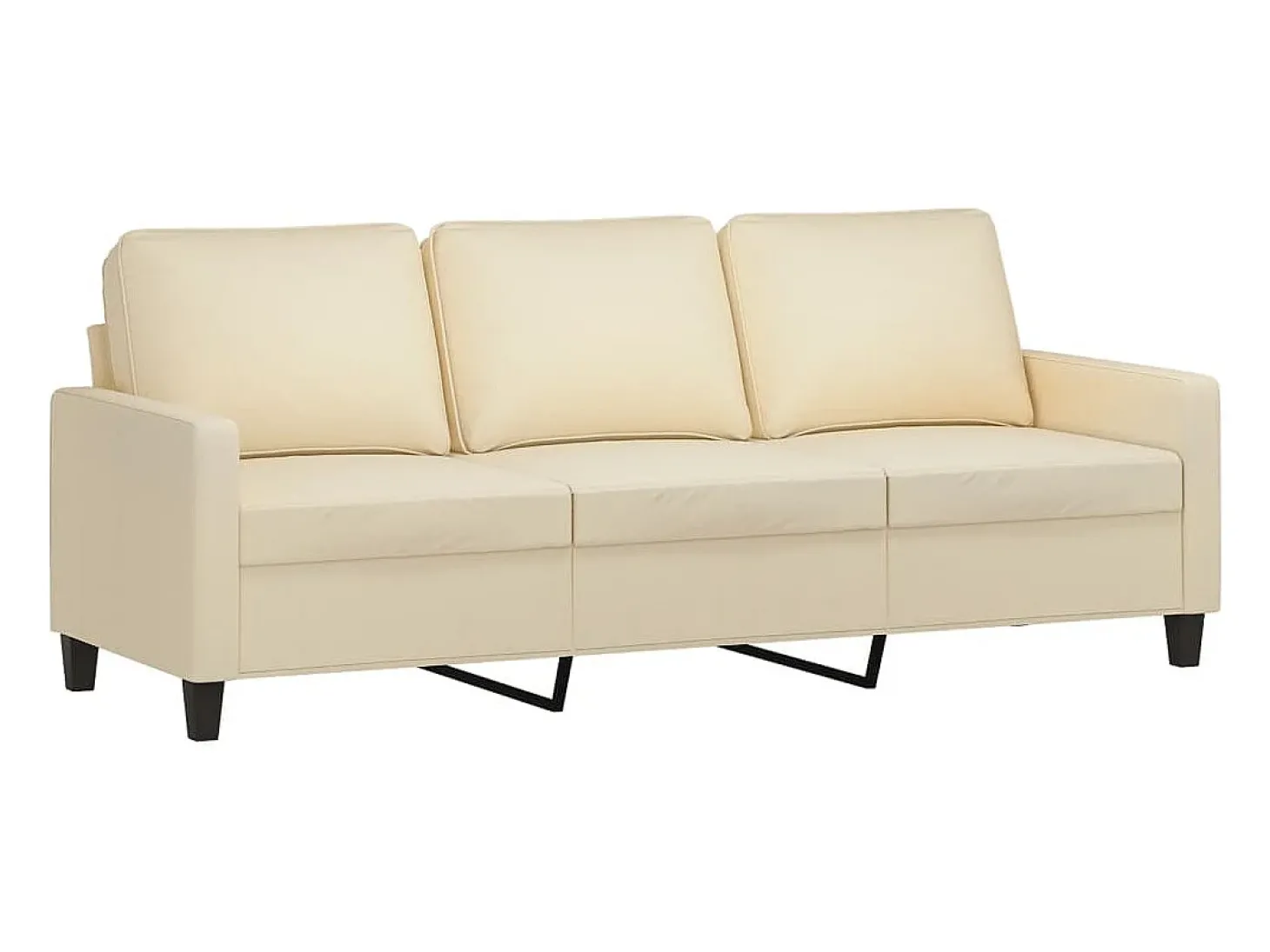 3 pcs conjunto de sofás com almofadões tecido cor creme