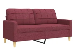 3 pcs conjunto de sofás com almofadas tecido vermelho-tinto