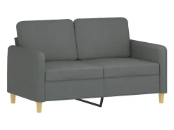 3 pcs conjunto de sofás com almofadas tecido cinzento-escuro